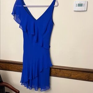 Ralph Lauren Royal Blue One-Shoulder Ruffle Dress